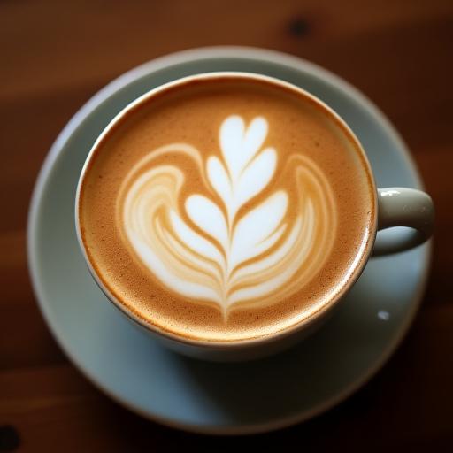 En kopp med perfekt utført latte-art.